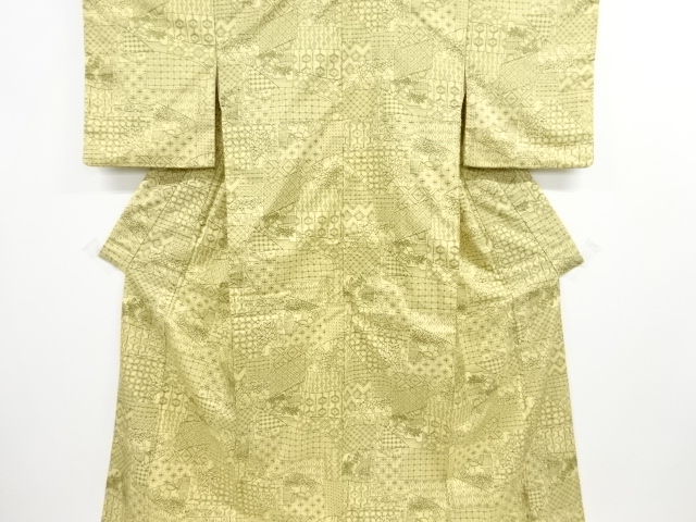 JAPANESE KIMONO / ANTIQUE KIMONO / SILK / OSHIMA TSUMUGI / SARASA PATTERN